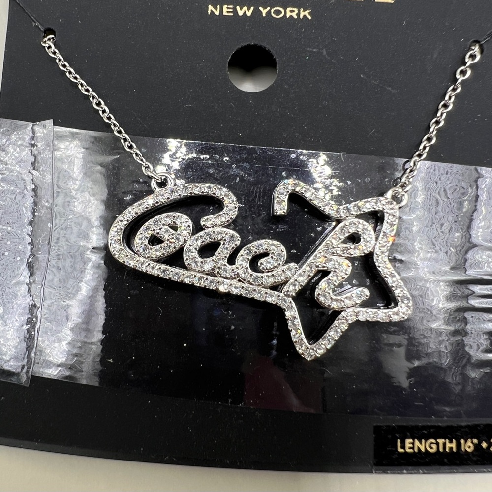 COACH Pavé Signature Necklace – Silver-Tone Metal + Crystal Accents | 16”+2” - Picture 4 of 6